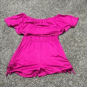 art class Pink Off-Shoulder Kids One Piece